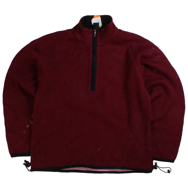 Mountain Sports  Quarter Zip Heavyweight Fleece Jumper Small Burgundy Red