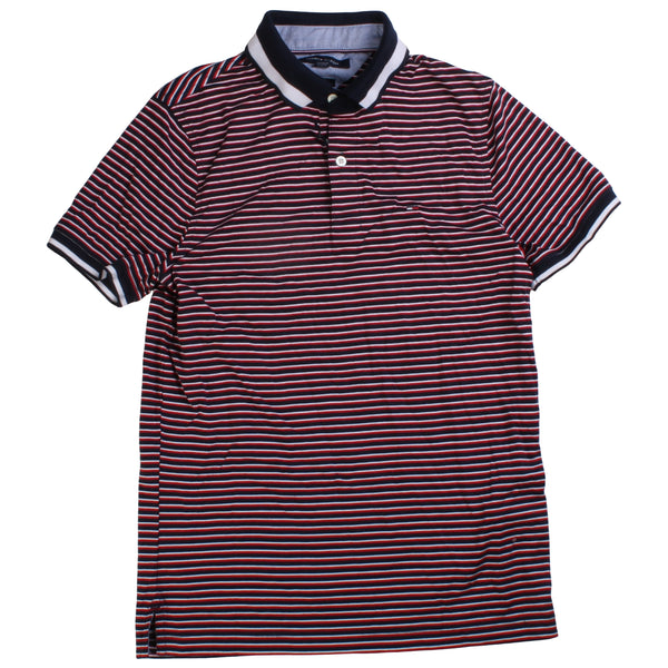 Tommy Hilfiger  Striped Short Sleeve Polo Shirt XSmall Burgundy Red