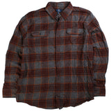 George  Long Check Button Up Shirt Large Brown
