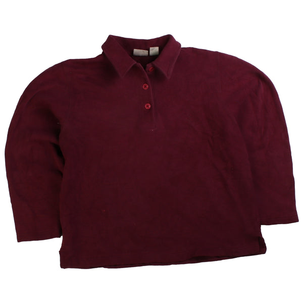 L.L.Bean  Quarter Button Sweatshirt Small Burgundy Red