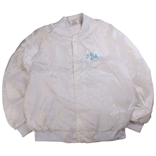 Satins  Button Up Bomber Jacket XLarge White