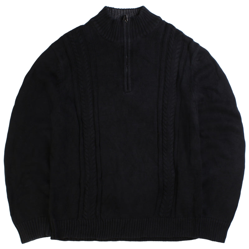 Calvin Klein  Quarter Button Knitted Jumper / Sweater Large Black