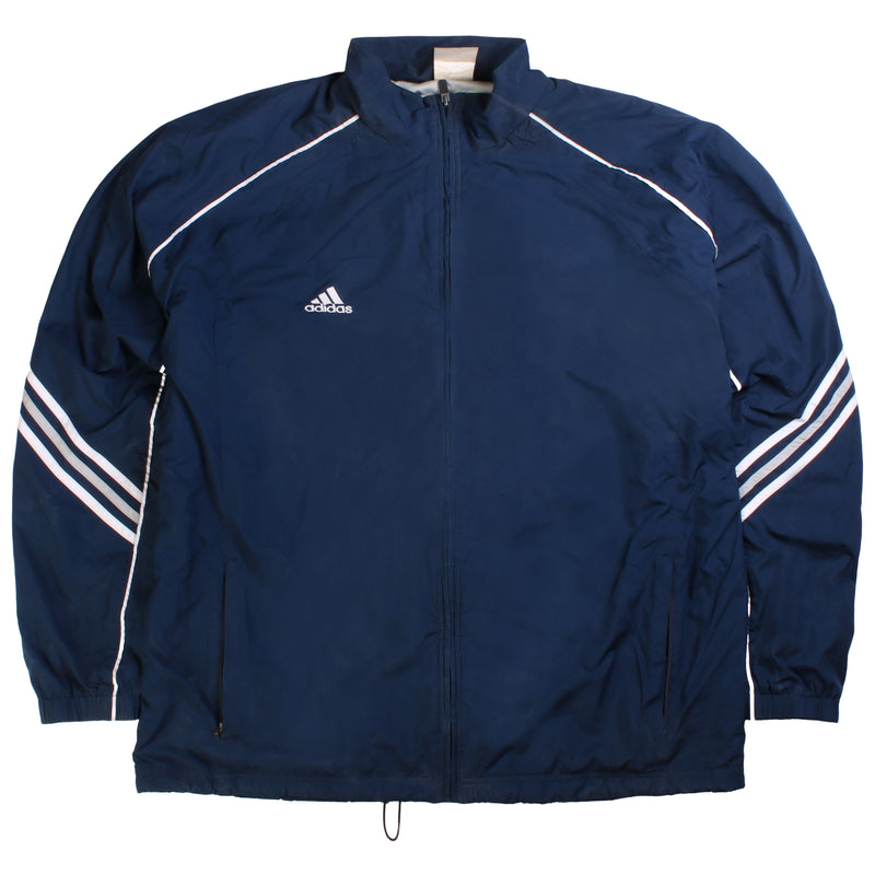 Adidas  Zip Up Spellout Long Sleeve Lightweight Windbreaker Jacket XLarge Blue