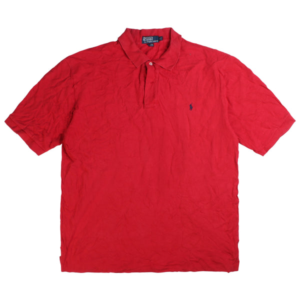 Ralph Lauren Plain Short Sleeve Button Up Polo Shirt Men's Large Red