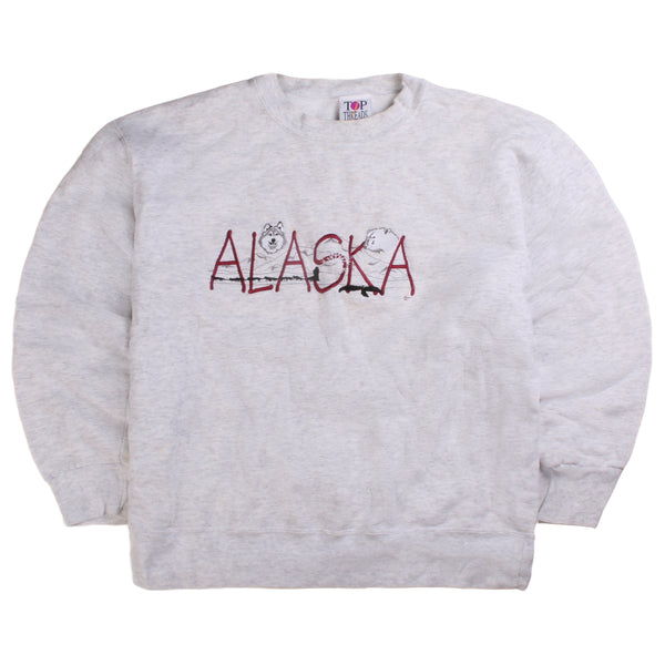 Top Threads Alaska Short Sleeve Crewneck Sweatshirt Men's Large Grey