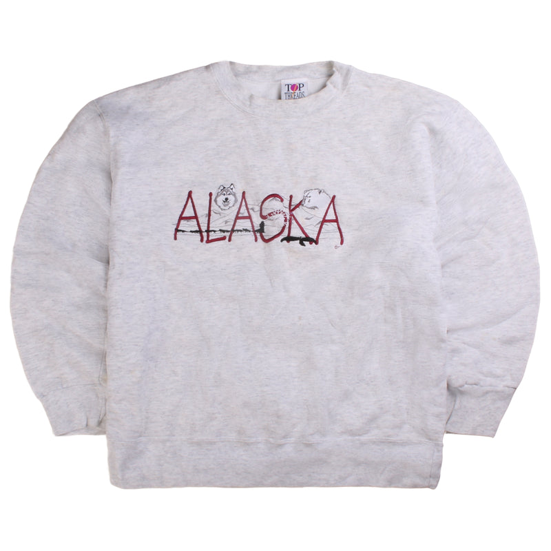 Top Threads Alaska Short Sleeve Crewneck Sweatshirt Men's Large Grey