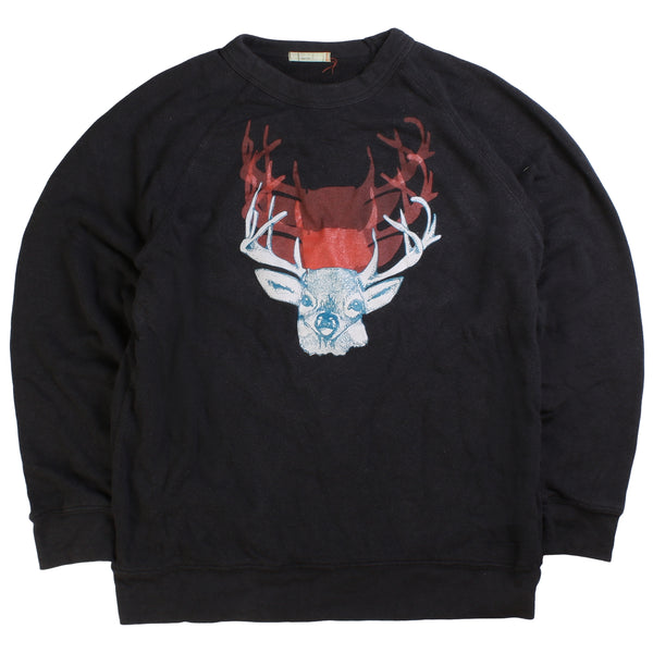 Alternative Earth Deer Heavyweight Crewneck Sweatshirt Men's X-Large Black