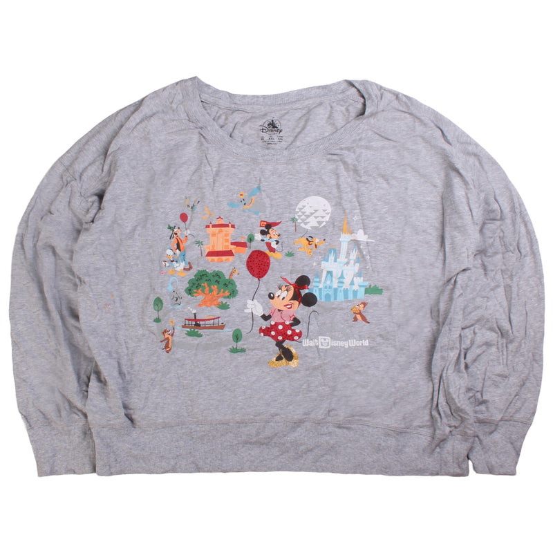 Disney Disneyland Crewneck Sweatshirt Women's X-Large Grey