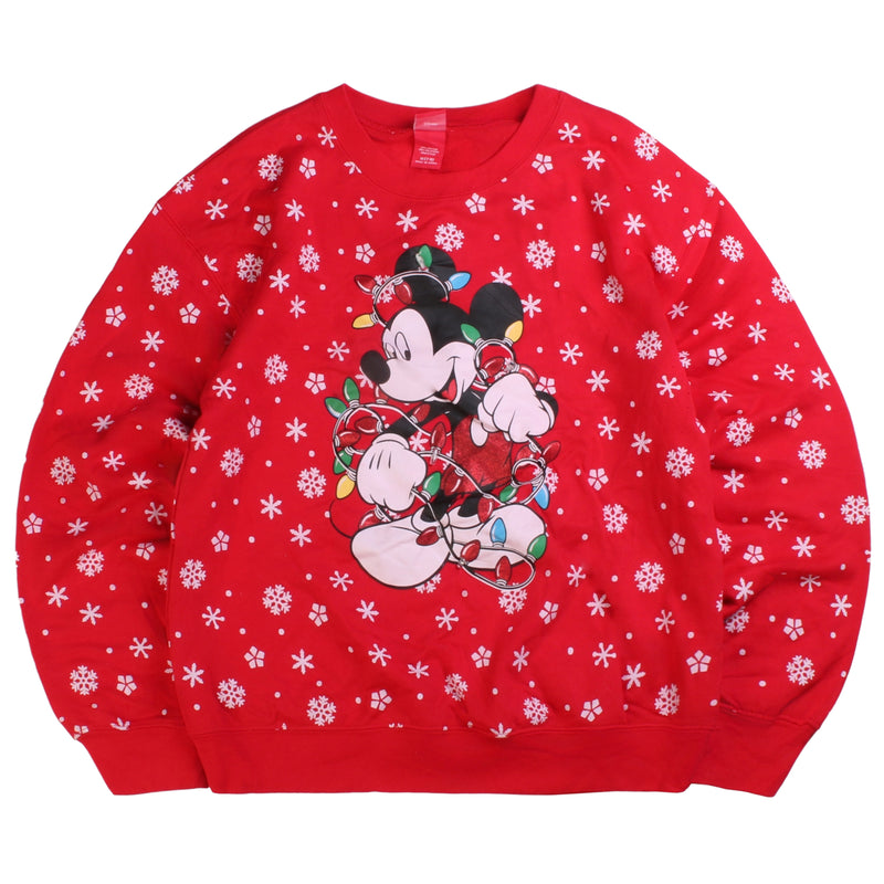 Disney Christmas Mickey Mouse Sweatshirt Women's Medium Red