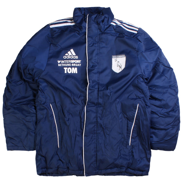 Adidas Football Full Zip Up Puffer Jacket Women's Small (missing sizing label) Navy Blue