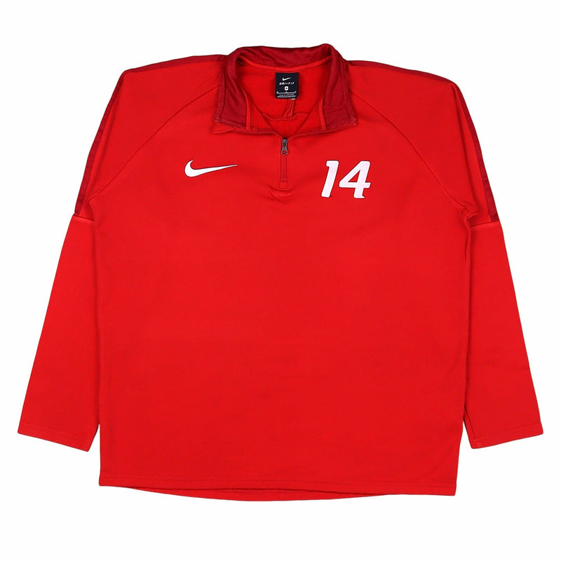 Nike 90's Quarter Zip Swoosh Jersey Medium Red