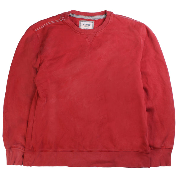 Izod  Heavyweight Crewneck Plain Sweatshirt Large Red