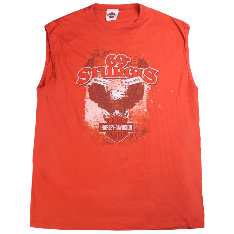 Harley Davidson  Motorcycle Vest Back Print Vest T Shirt XXLarge (2XL) Orange