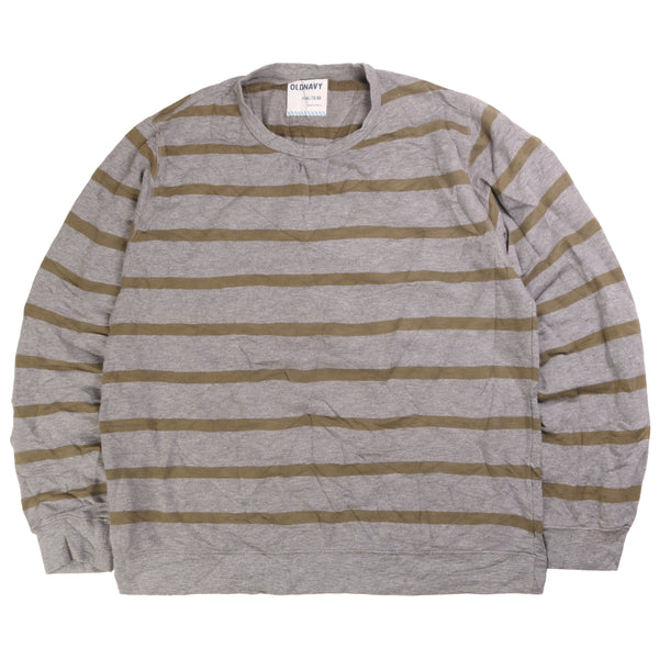 Old NAvy  Striped Crewneck Sweatshirt Large Grey