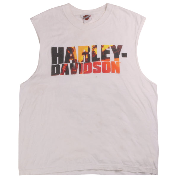 Harley Davidson  Vest Sleeveless Back Print Vest T Shirt XLarge White