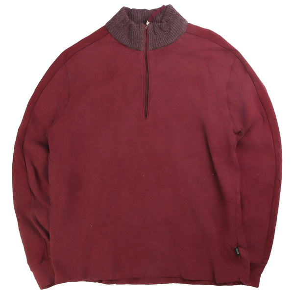 Hugo Boss  Quarter Zip Heavyweight Sweatshirt XLarge Burgundy Red