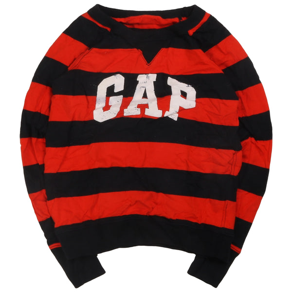 Gap  Spellout Striped Crewneck Sweatshirt Medium Orange