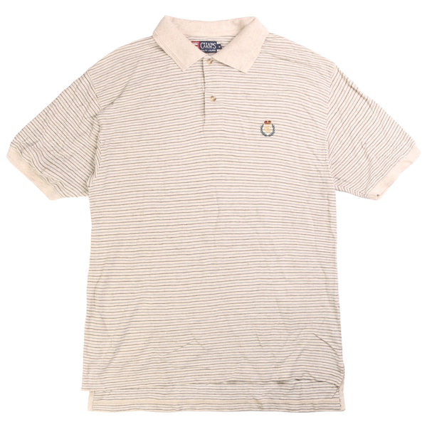 Chaps Ralph Lauren  Short Sleeve Striped Polo Shirt Medium Beige Cream