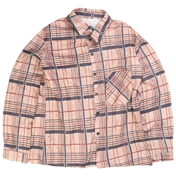 Comfort  Long Sleeve Button Up Check Shirt Small (missing sizing label) Beige Cream