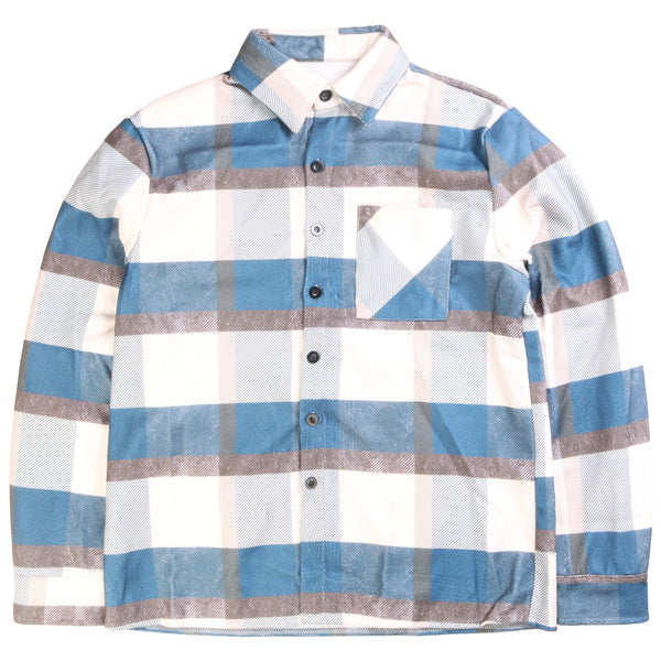 Comfort  Long Sleeve Button Up Check Shirt Small (missing sizing label) White