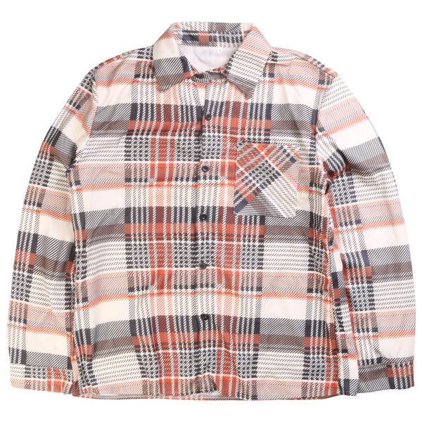 Comfort  Long Sleeve Button Up Check Shirt Large Orange