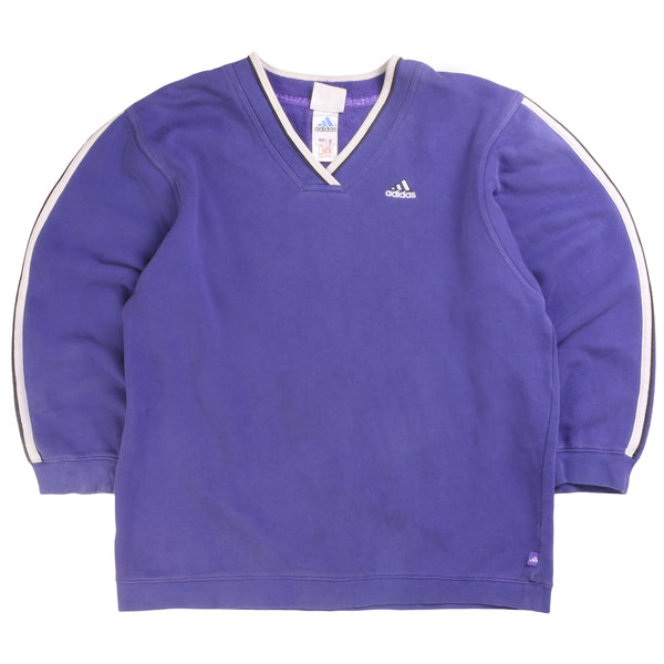 Adidas  Spellout V Neck Heavyweight Sweatshirt XSmall Purple