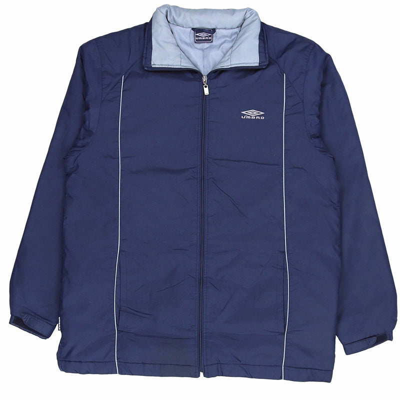 Umbro 90's Spellout Zip Up Puffer Jacket Small Blue