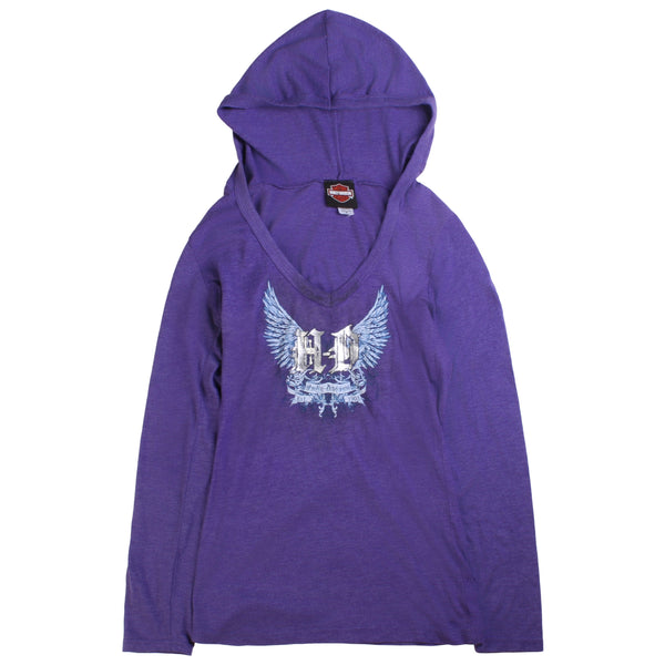 Harley Davidson  Y2K Lightweight Hoodie Medium Purple