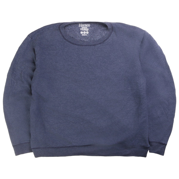 Hanes  Plain Crewneck Sweatshirt Large Navy Blue