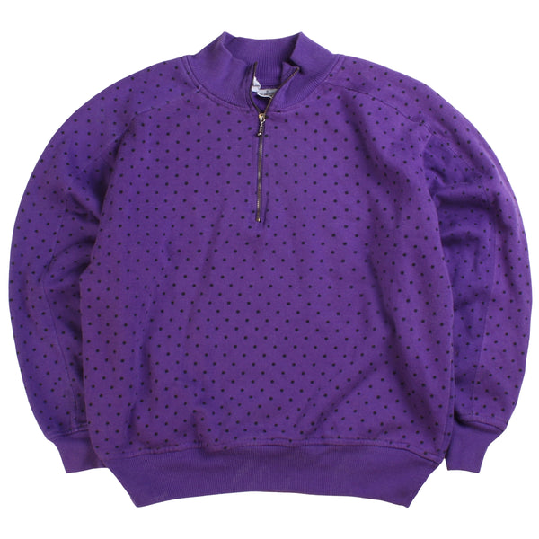 Basic  Poker Dot Quarter Zip Sweatshirt Small Purple