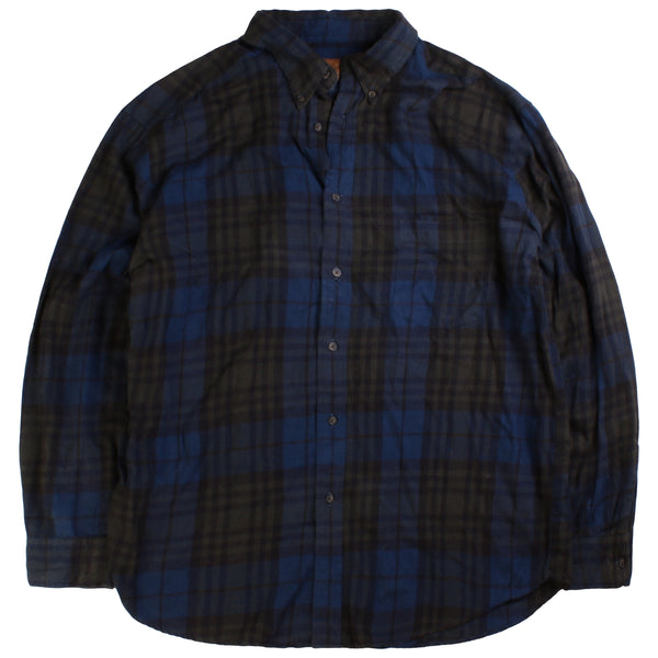 St John Bay  Check Long Sleeve Button Up Shirt XLarge Navy Blue