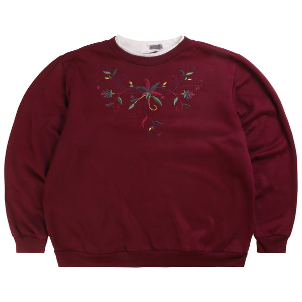 American Appeal  Flower Heavyweight Crewneck Sweatshirt Medium (missing sizing label) Burgundy Red