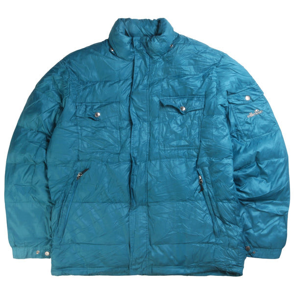 Ellesse  Retro Button Up Puffer Jacket XLarge Turquoise Blue Green