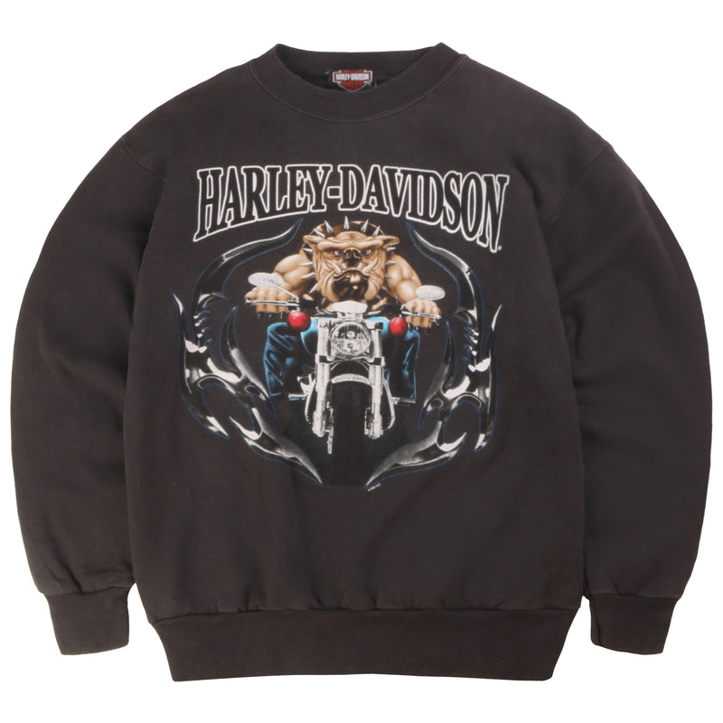 Harley Davidson  Spellout Heavyweight Crewneck Sweatshirt XSmall Black
