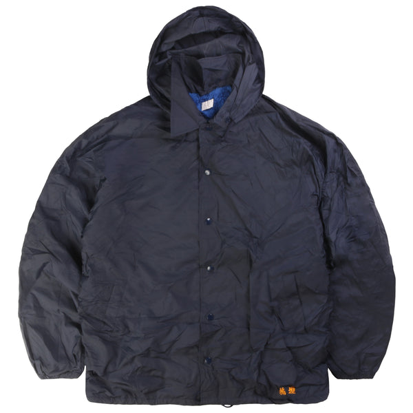 Waked  Waterproof Button Up Hooded Windbreaker Jacket XLarge Navy Blue