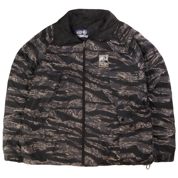 Boss Coffee  Camo Full Zip Up Puffer Jacket Small Grey