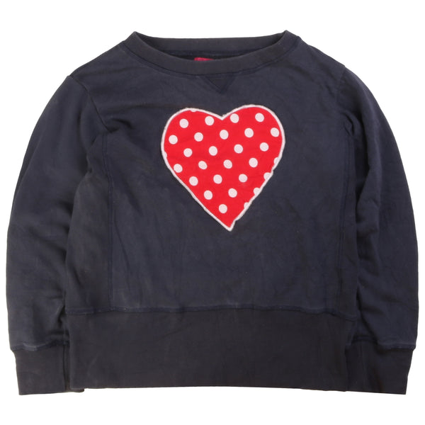 Little Owl  Heart Crewneck Sweatshirt Large Navy Blue