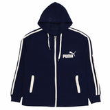 Puma 90's Spellout Hooded Zip Up Hoodie Small (missing sizing label) Blue