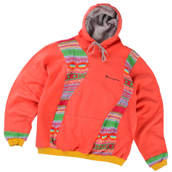 REWORK Champion X COOGI 90's Spellout Hoodie Men's Large Orange