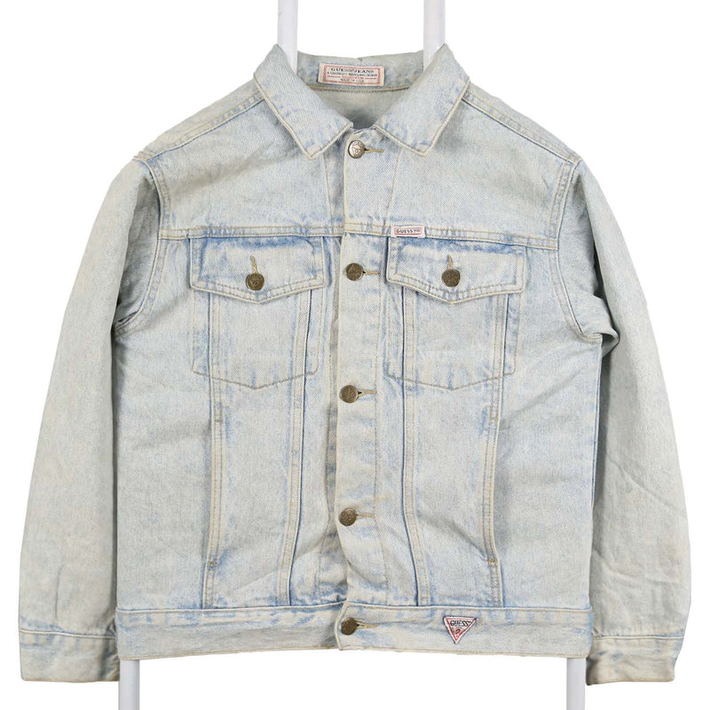 Guess 90's Light Wash Button Up Denim Jacket Small Blue