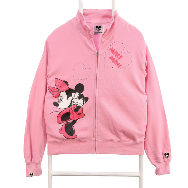 MikiMini 90's Minnie Mouse Full Zip Up Jumper / Sweater Small Pink