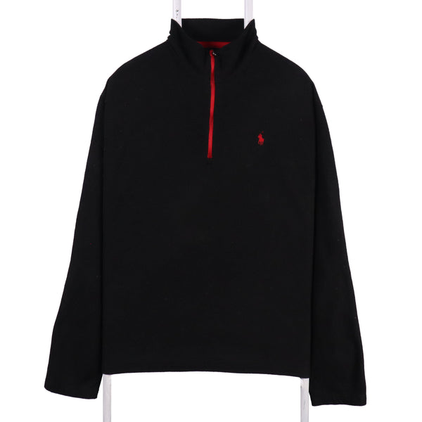 Polo Ralph Lauren 90's Quarter Zip Single Stitch Fleece Jumper XLarge Black