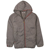 Fila 90's Hooded Full Zip Up Puffer Jacket Large Grey