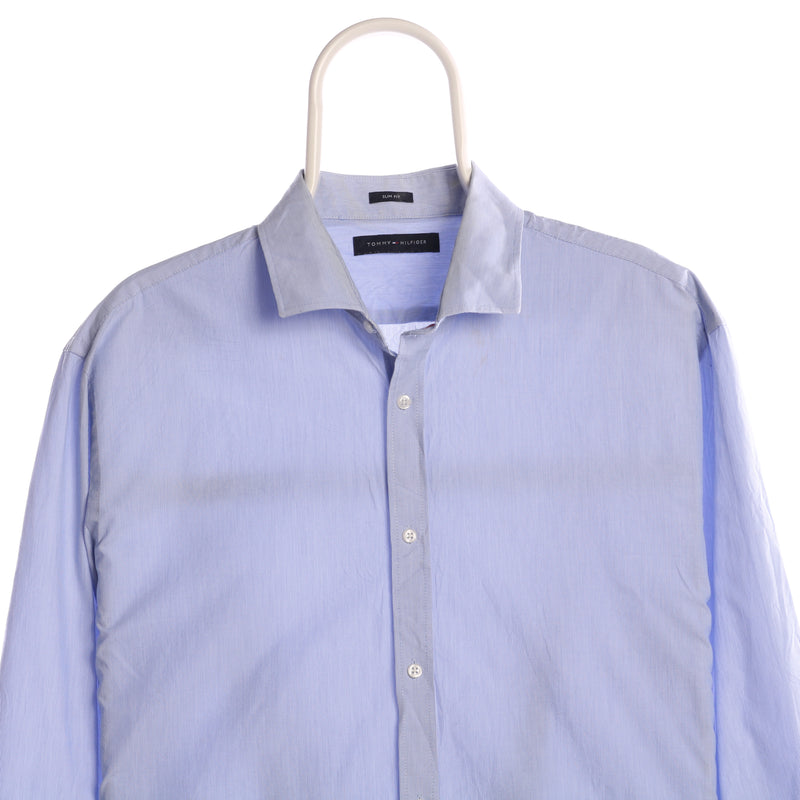Tommy Hilfiger 90's Plain Button Up Long Sleeve Shirt XLarge Blue