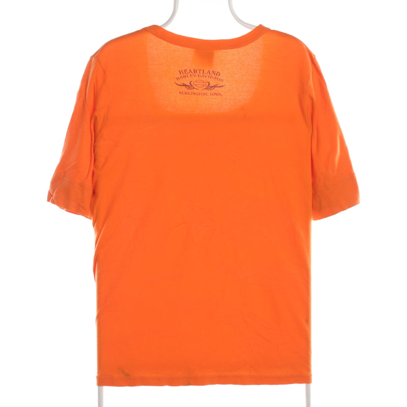 Harley Davidson 90's Crewneck Back Print T Shirt XLarge Orange