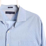 Tommy Hilfiger 90's Plain Button Up Long Sleeve Shirt Small Blue
