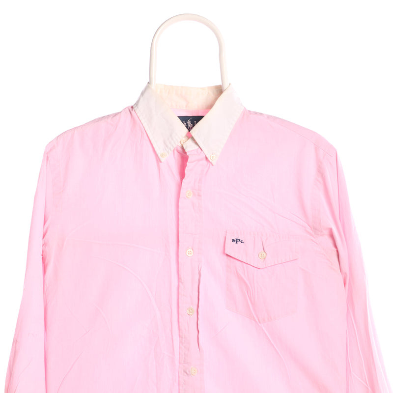 Ralph Lauren 90's Plain Button Up Long Sleeve Shirt Small Pink
