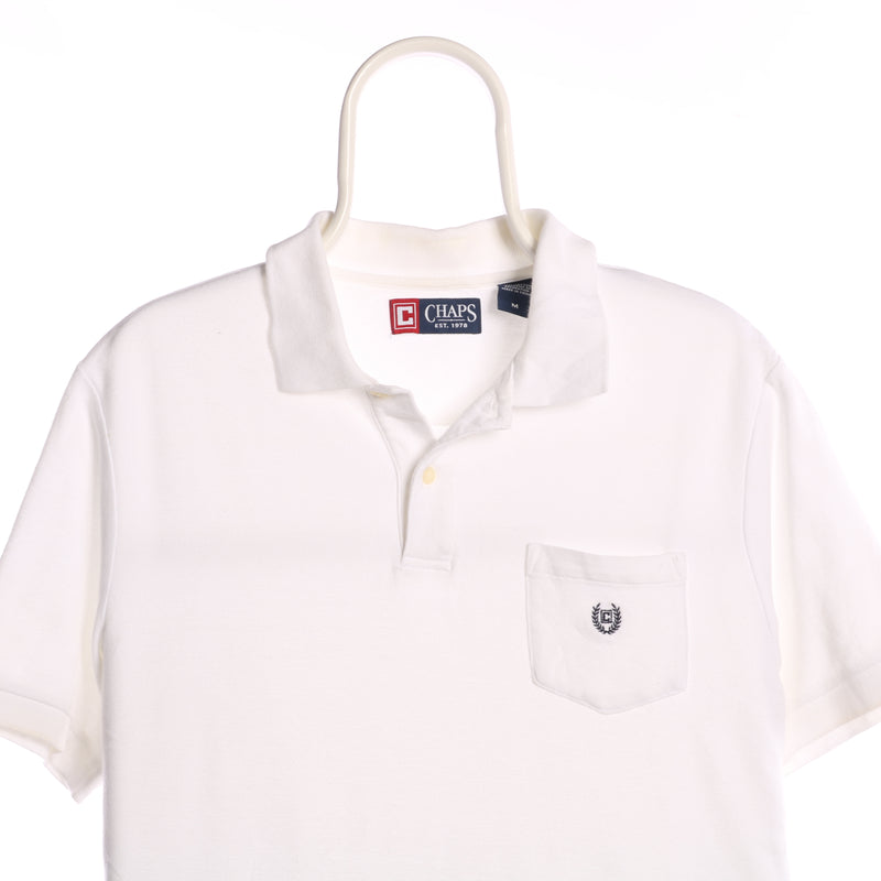 Chaps Ralph Lauren 90's Button Up Short Sleeve Polo Shirt Medium White