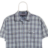 Tommy Hilfiger 90's Check Button Up Short Sleeve Shirt Large Blue