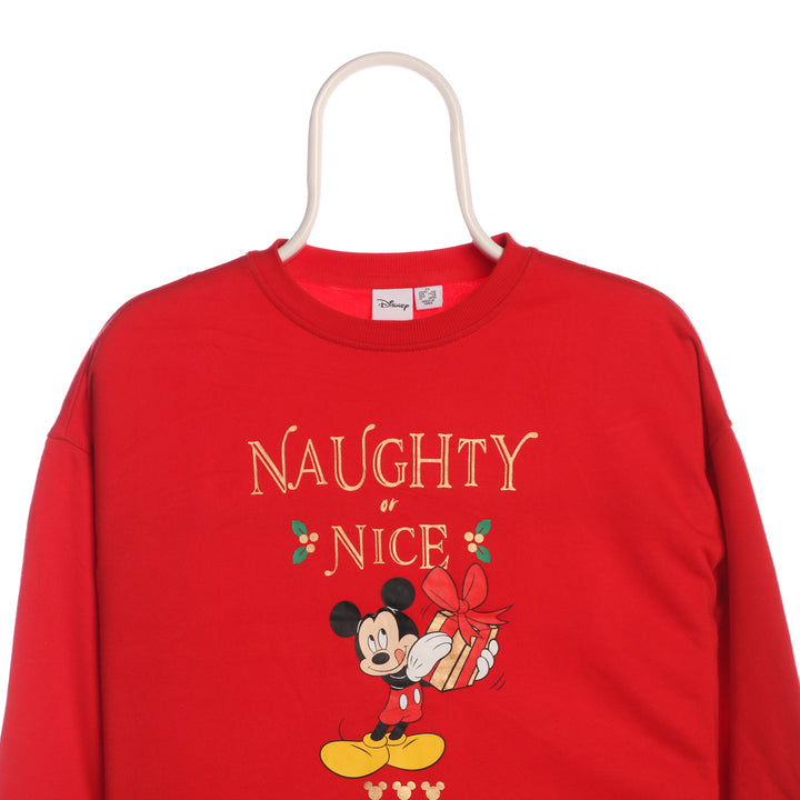 Disney 90's Mickey Mouse Crewneck Christmas Sweatshirt XSmall Red